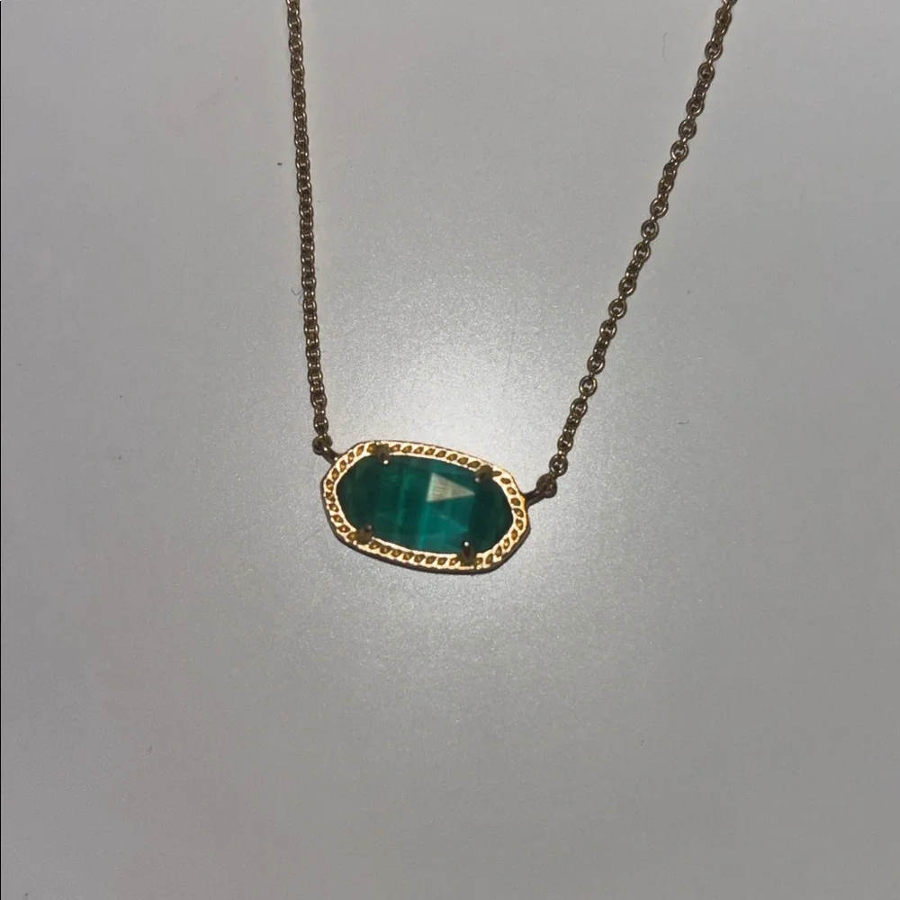 kendra scott gold necklace with green gem! - Picture 2 of 5